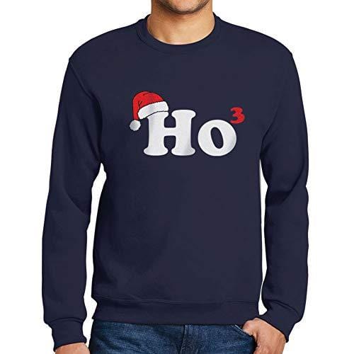 Ultrabasic - Homme Imprimé Graphique Sweat-Shirt Chapeau de Père Noël Pull de Noel Idées Cadeaux French Marine