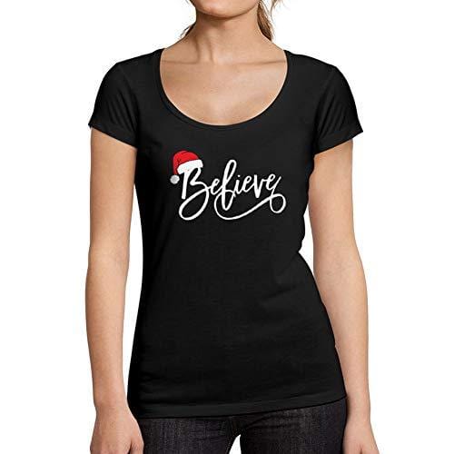 Ultrabasic - Femme Graphique Christmas Believe Hat T-Shirt Noël Xmas Cadeau Idées Tee