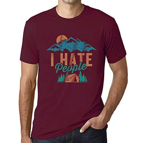 Ultrabasic - Graphique Hommes I Hate People Imprimé Tee T-Shirt Bordeaux