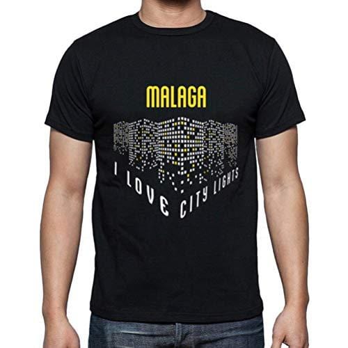 Ultrabasic - Homme T-Shirt Graphique J'aime Malaga Lumières Noir Profond
