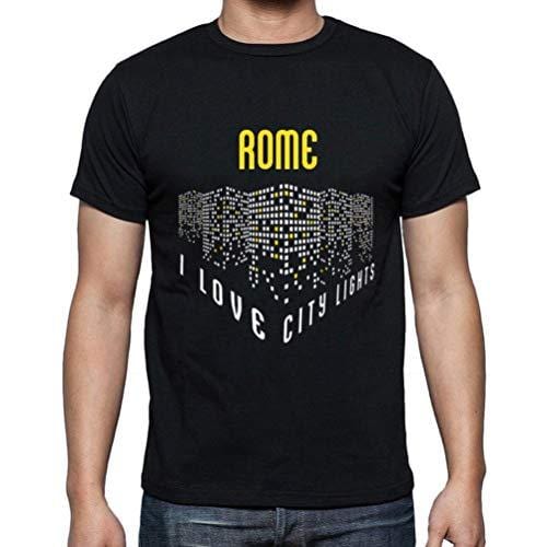 Ultrabasic - Homme T-Shirt Graphique J'aime Rome Lumières Noir Profond