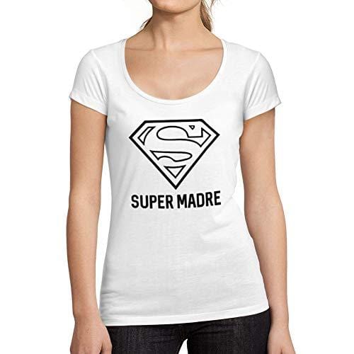 Ultrabasic - Femme Graphique Super Madre T-Shirt Cadeau Idées Tee Blanco