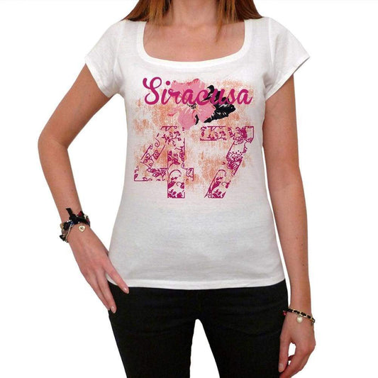 47 Siracusa City With Number Womens Short Sleeve Round White T-Shirt 00008 - White / Xs - Casual