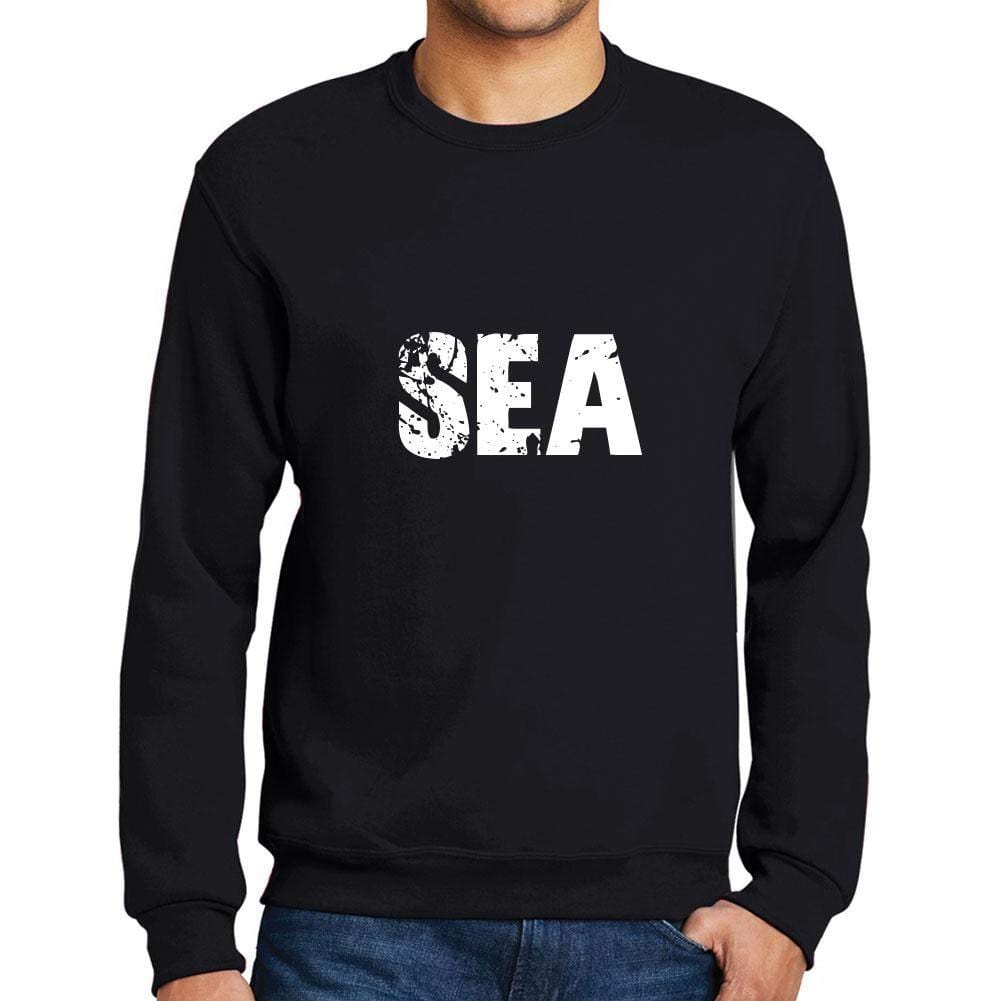 Ultrabasic Homme Imprimé Graphique Sweat-Shirt Popular Words Sea Noir Profond