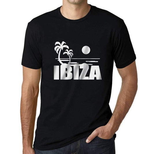 Ultrabasic - Homme T-Shirt Graphique Ibiza Printed Lettering Holidays Noir Profond