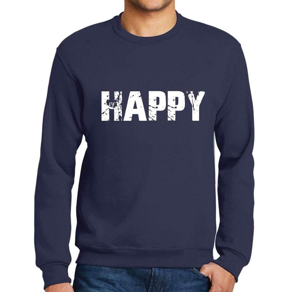 Ultrabasic Homme Imprimé Graphique Sweat-Shirt Popular Words Happy French Marine