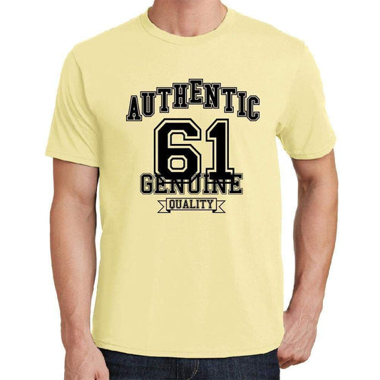 61 Authentic Genuine Yellow Mens Short Sleeve Round Neck T-Shirt 00119 - Yellow / S - Casual