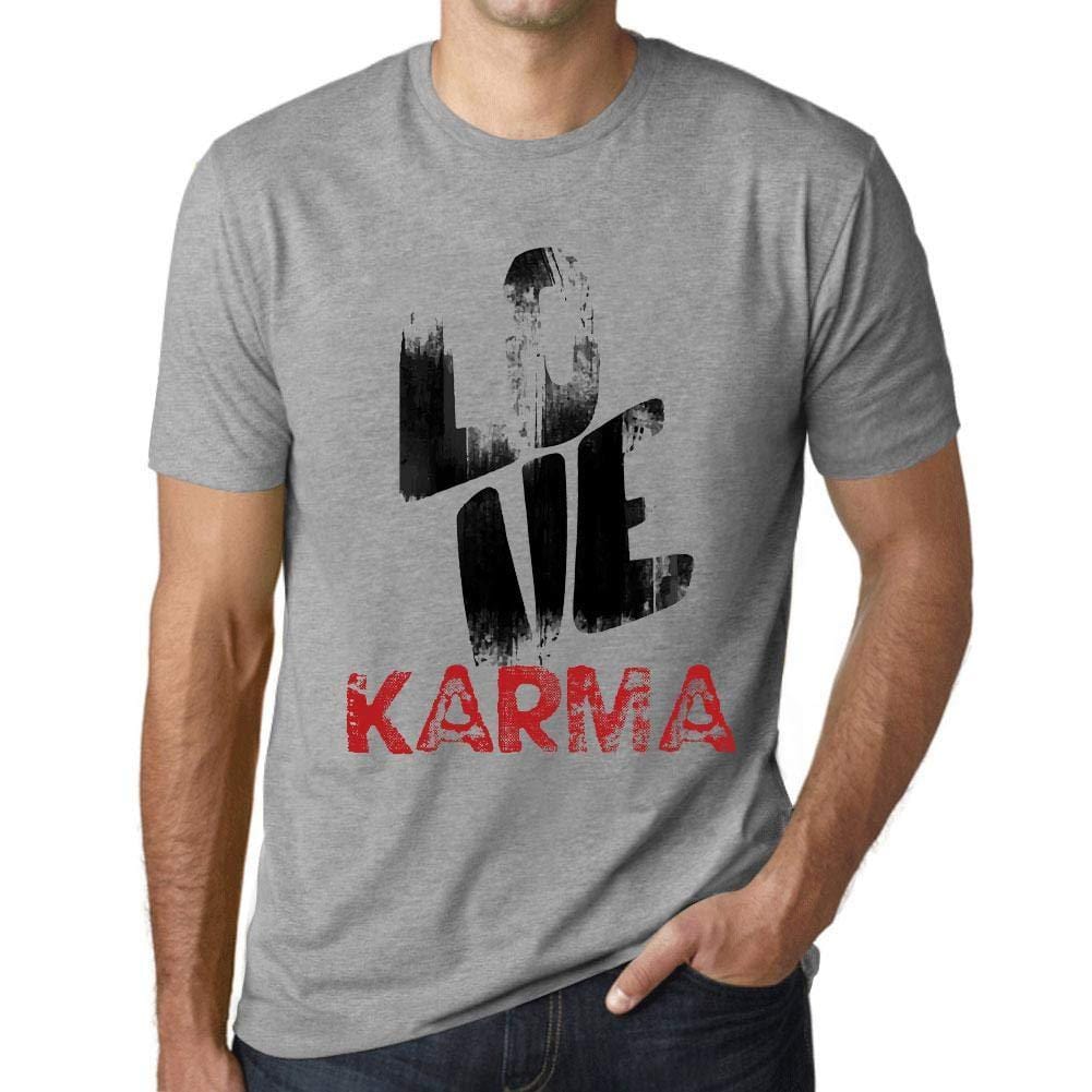 Ultrabasic - Homme T-Shirt Graphique Love Karma Gris Chiné