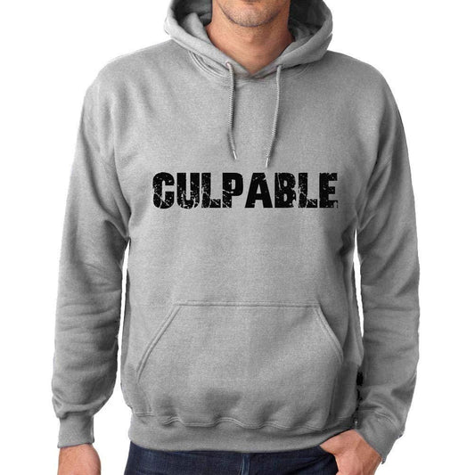 Ultrabasic Homme Femme Unisex Sweat à Capuche Hoodie Popular Words CULPABLE Gris Chiné