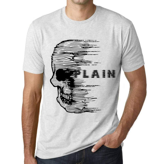 Homme T-Shirt Graphique Imprimé Vintage Tee Anxiety Skull Plain Blanc Chiné