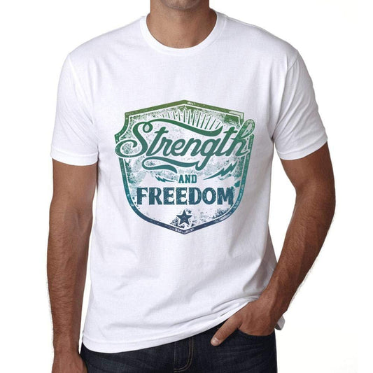 Homme T-Shirt Graphique Imprimé Vintage Tee Strength and Freedom Blanc