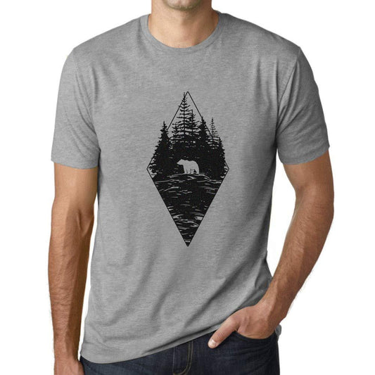 Ultrabasic - Homme T-Shirt Graphique Ours de la Forêt Gris Chiné