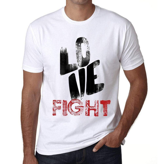 Ultrabasic - Homme T-Shirt Graphique Love Fight Blanc
