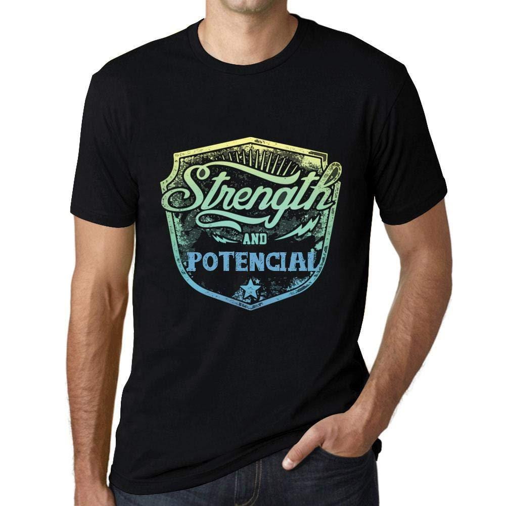 Homme T-Shirt Graphique Imprimé Vintage Tee Strength and POTENCIAL Noir Profond