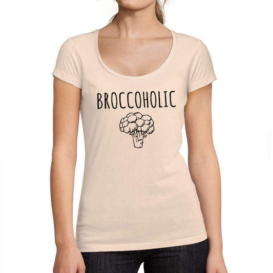 Ultrabasic - Tee-Shirt Femme col Rond Décolleté Broccoholique en Bonne Santé Drôle T-Shirt Imprimé Lettres Rose Crémeux
