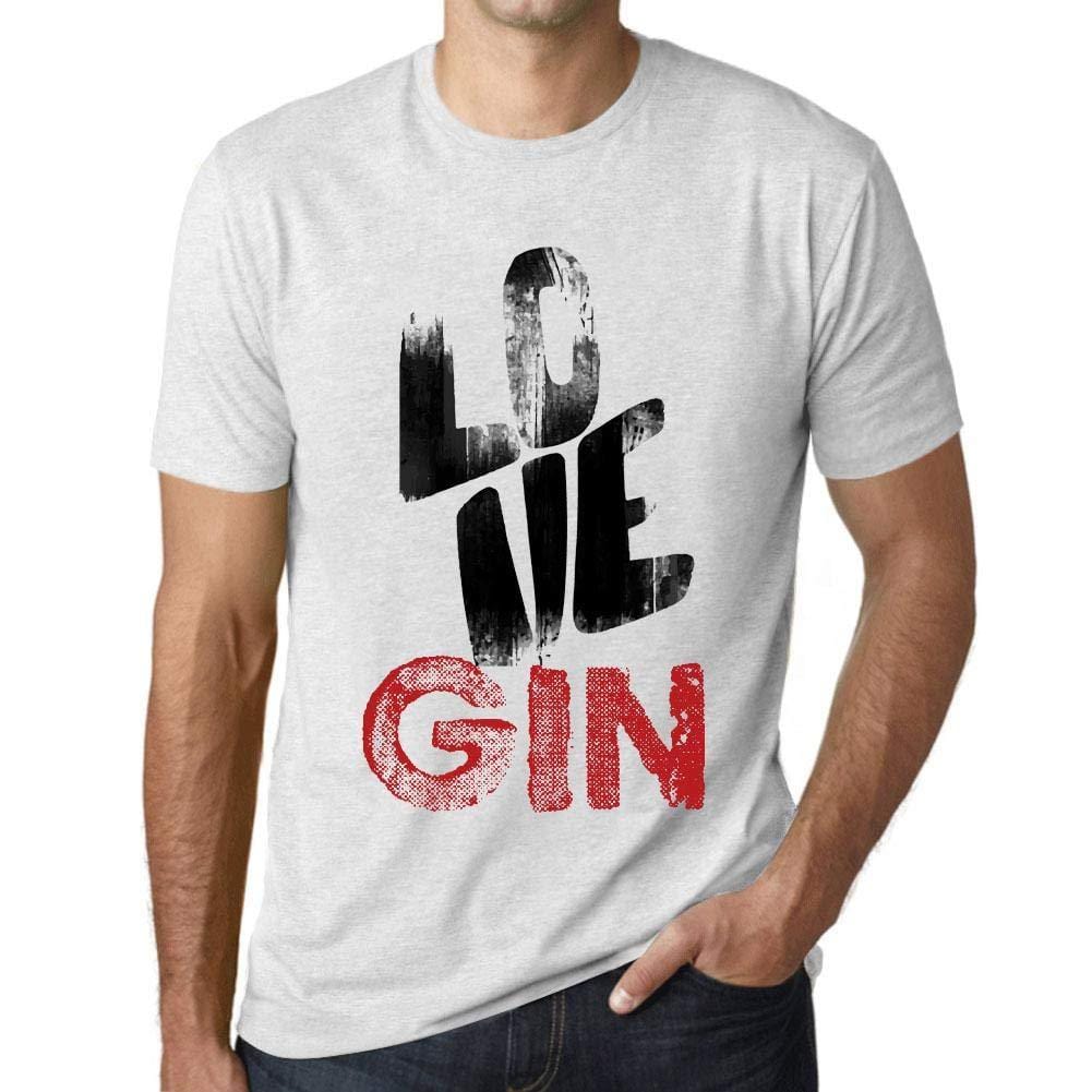 Ultrabasic - Homme T-Shirt Graphique Love GIN Blanc Chiné