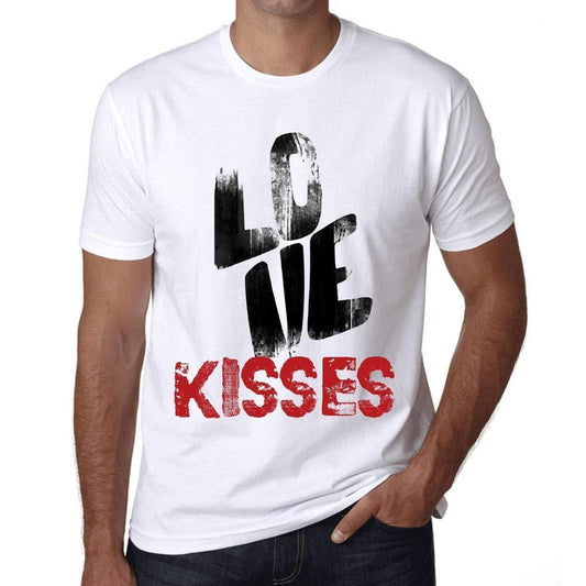 Ultrabasic - Homme T-Shirt Graphique Love Kisses Blanc