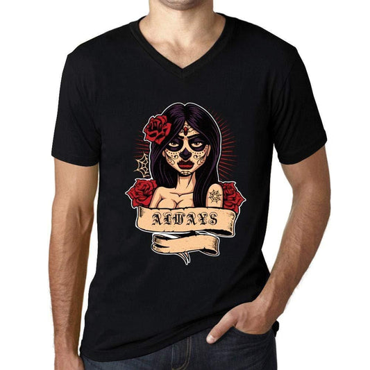 Ultrabasic - Homme Graphique Col V Tee Shirt Women Flower Tattoo Always