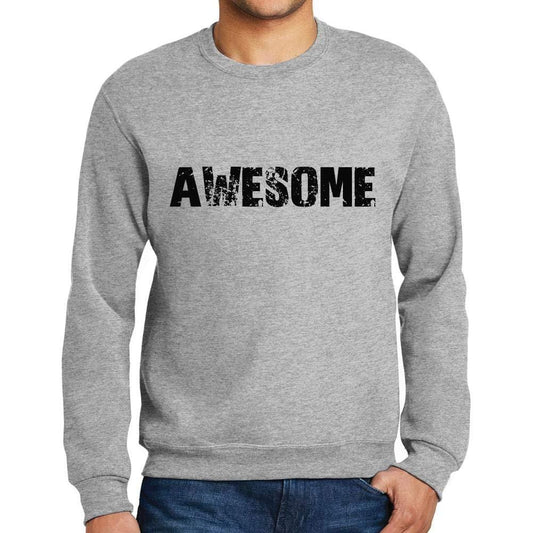 Ultrabasic Homme Imprimé Graphique Sweat-Shirt Popular Words Awesome Gris Chiné