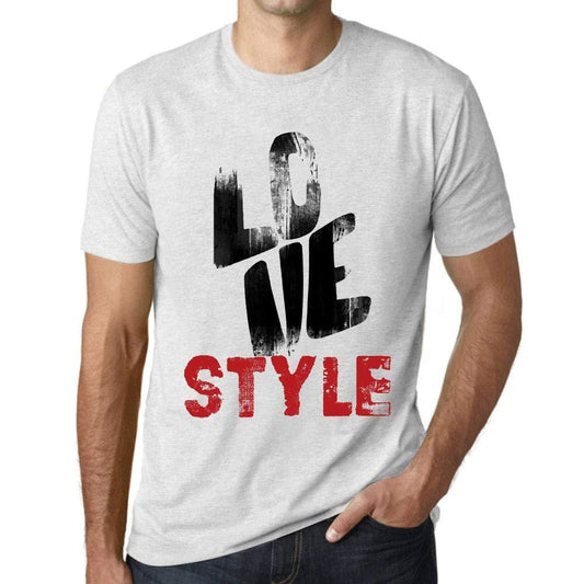 Ultrabasic - Homme T-Shirt Graphique Love Style Blanc Chiné