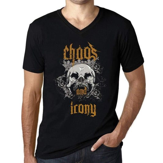 Ultrabasic - Homme Graphique Col V Tee Shirt Chaos and Irony Noir Profond