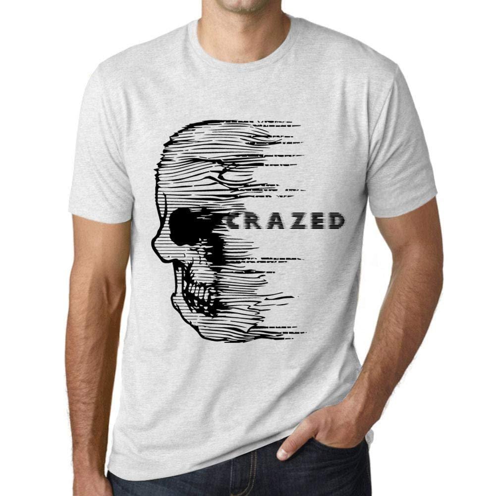 Homme T-Shirt Graphique Imprimé Vintage Tee Anxiety Skull Crazed Blanc Chiné