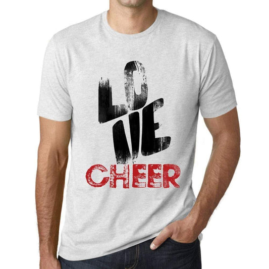 Ultrabasic - Homme T-Shirt Graphique Love Cheer Blanc Chiné