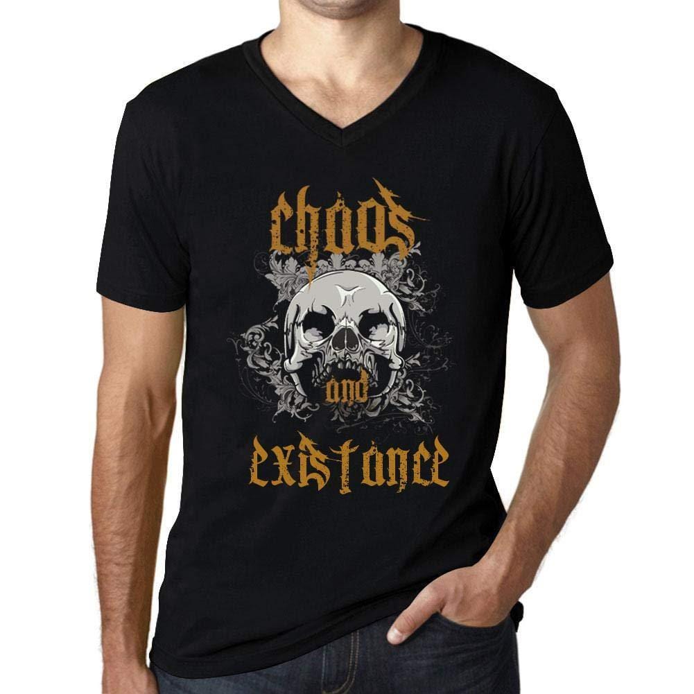 Ultrabasic - Homme Graphique Col V Tee Shirt Chaos and EXISTANCE Noir Profond