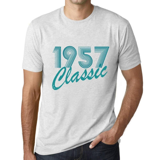Ultrabasic - Homme T-Shirt Graphique Years Lines Classic 1957 Blanc Chiné