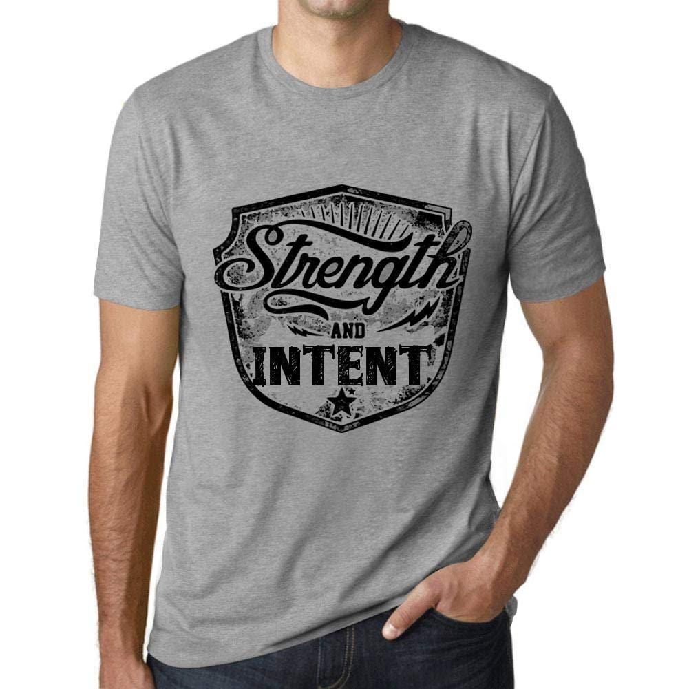 Homme T-Shirt Graphique Imprimé Vintage Tee Strength and Intent Gris Chiné