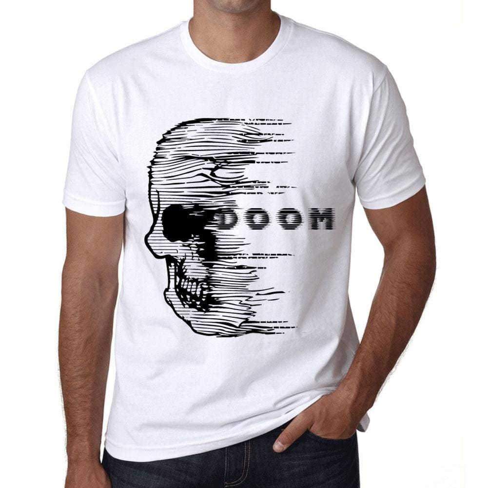 Homme T-Shirt Graphique Imprimé Vintage Tee Anxiety Skull Doom Blanc