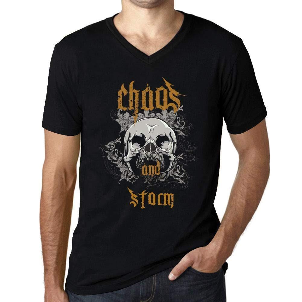Ultrabasic - Homme Graphique Col V Tee Shirt Chaos and Storm Noir Profond