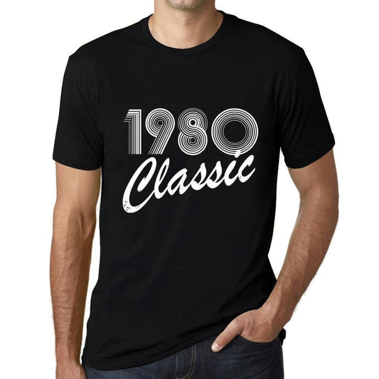Ultrabasic - Homme T-Shirt Graphique Years Lines Classic 1980 Noir Profond