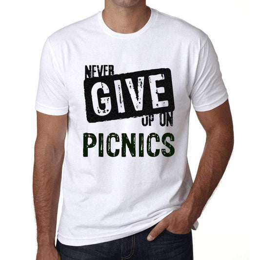 Ultrabasic Homme T-Shirt Graphique Never Give Up on PICNICS Blanc