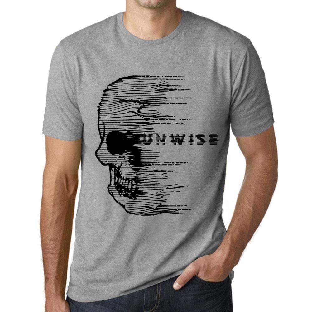 Homme T-Shirt Graphique Imprimé Vintage Tee Anxiety Skull UNWISE Gris Chiné