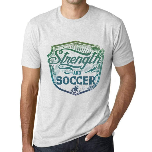 Homme T-Shirt Graphique Imprimé Vintage Tee Strength and Soccer Blanc Chiné