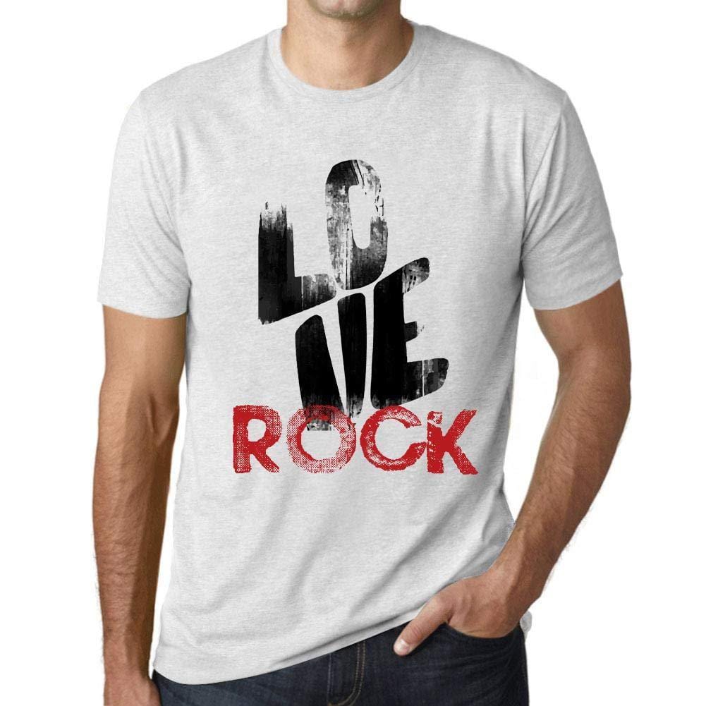 Ultrabasic - Homme T-Shirt Graphique Love Rock Blanc Chiné