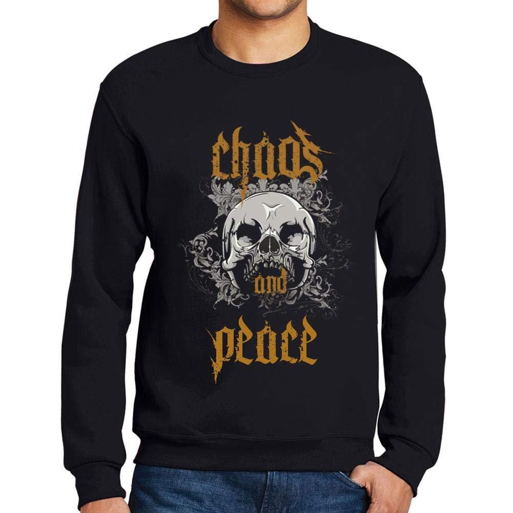 Ultrabasic - Homme Imprimé Graphique Sweat-Shirt Chaos and Peace Noir Profond