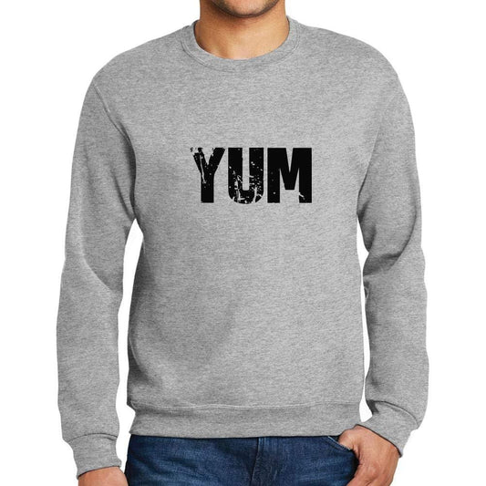 Ultrabasic Homme Imprimé Graphique Sweat-Shirt Popular Words YUM Gris Chiné