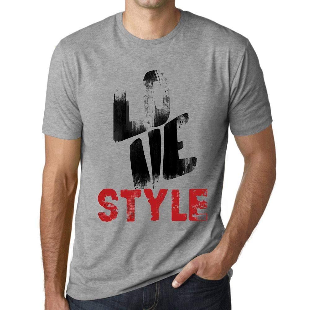 Ultrabasic - Homme T-Shirt Graphique Love Style Gris Chiné