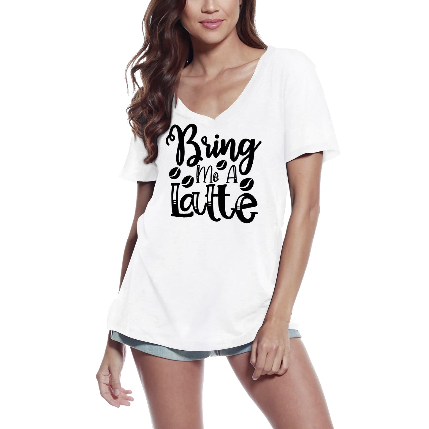 ULTRABASIC Women's T-Shirt Bring Me a Latte - Short Sleeve Tee Shirt Tops