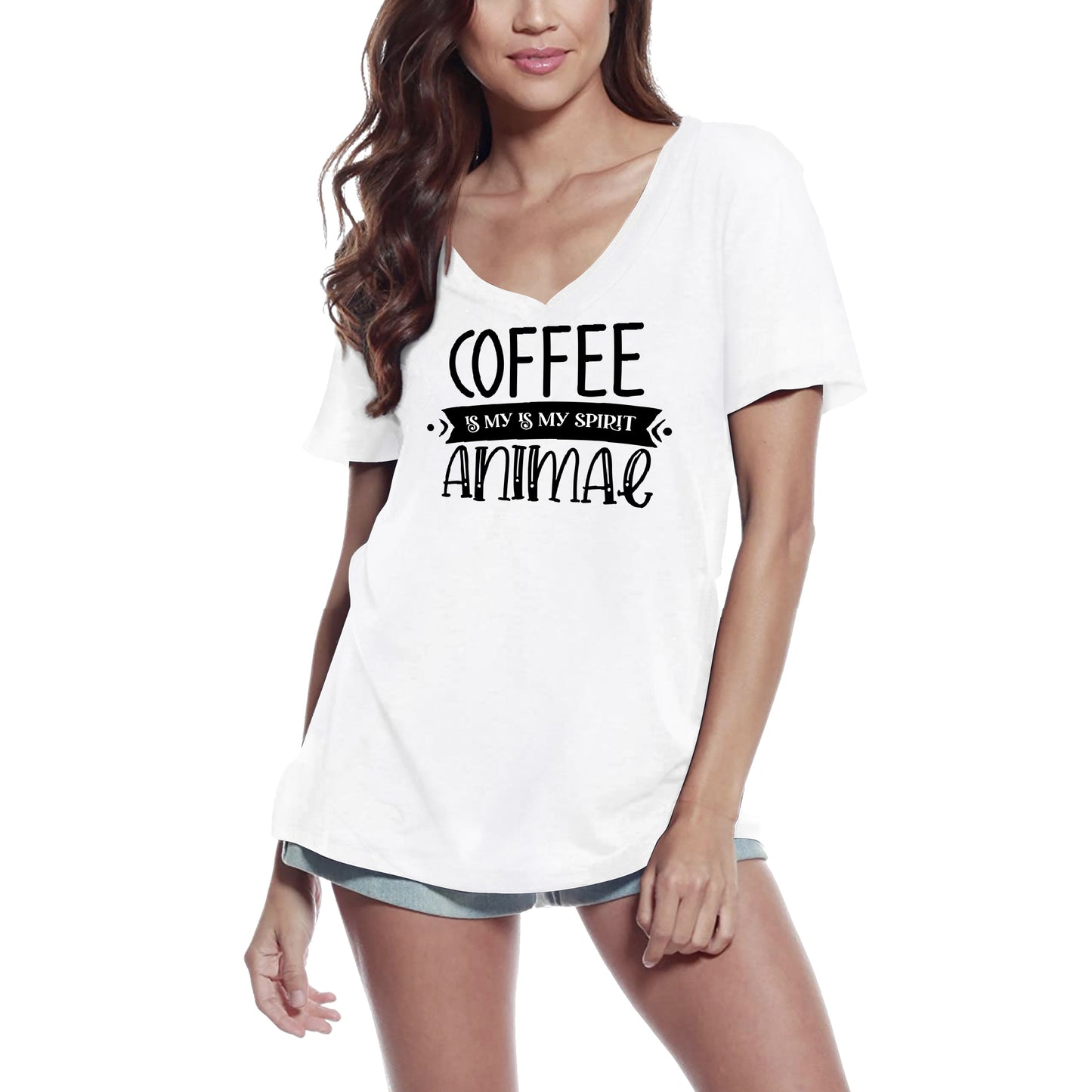 ULTRABASIC Women's T-Shirt Coffee Is My Spirit Animal - Short Sleeve Tee Shirt Tops
