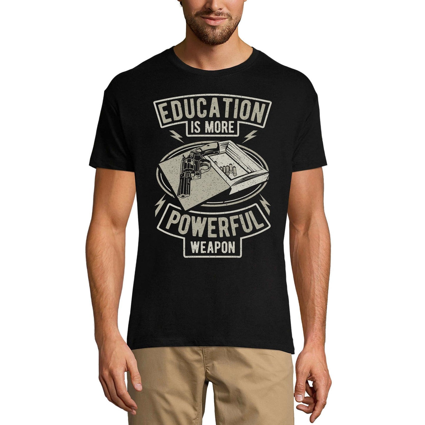 ULTRABASIC Men's Graphic T-Shirt Education Is More Powerful Weapon - Quote Shirt