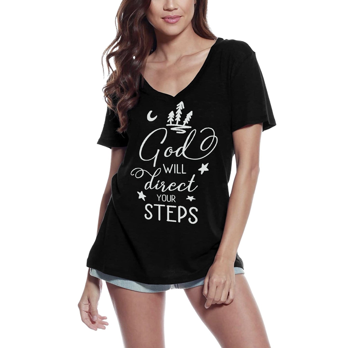 ULTRABASIC Women's T-Shirt God Will Direct Your Steps - Short Sleeve Tee Shirt Tops