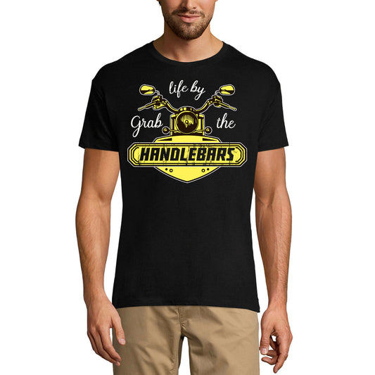 ULTRABASIC Men's T-Shirt Grab Life by Handlebars - Funny Biker Tee Shirt