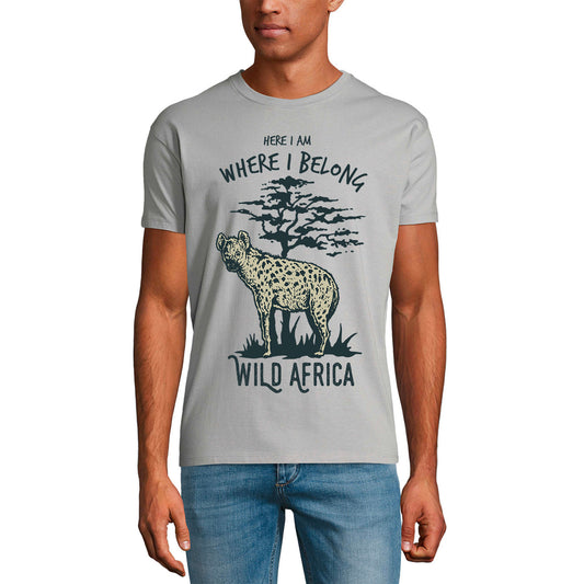 ULTRABASIC Men's Graphic T-Shirt Wild Africa Hyena - Wild Cat Shirt for Men
