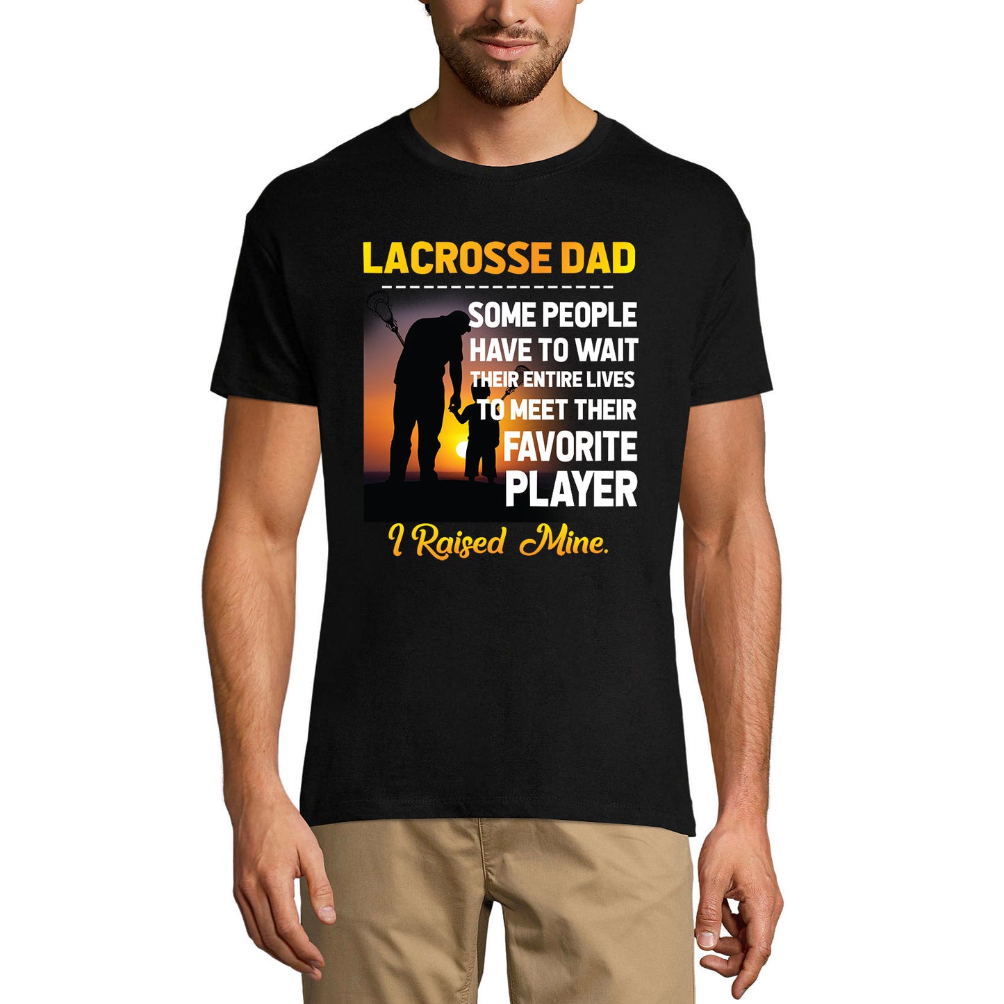 ULTRABASIC Men's Graphic T-Shirt Lacrosse Dad - I Raised Mine