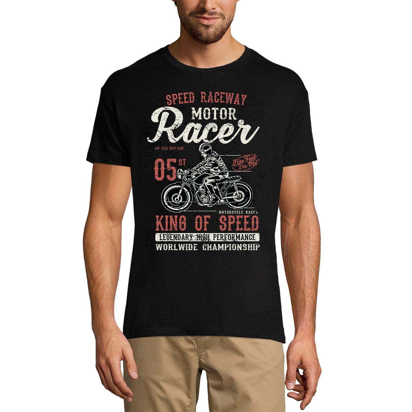 ULTRABASIC Men's T-Shirt Classic Motor Racer - King of Speed Motorcycle Race Tee Shirt