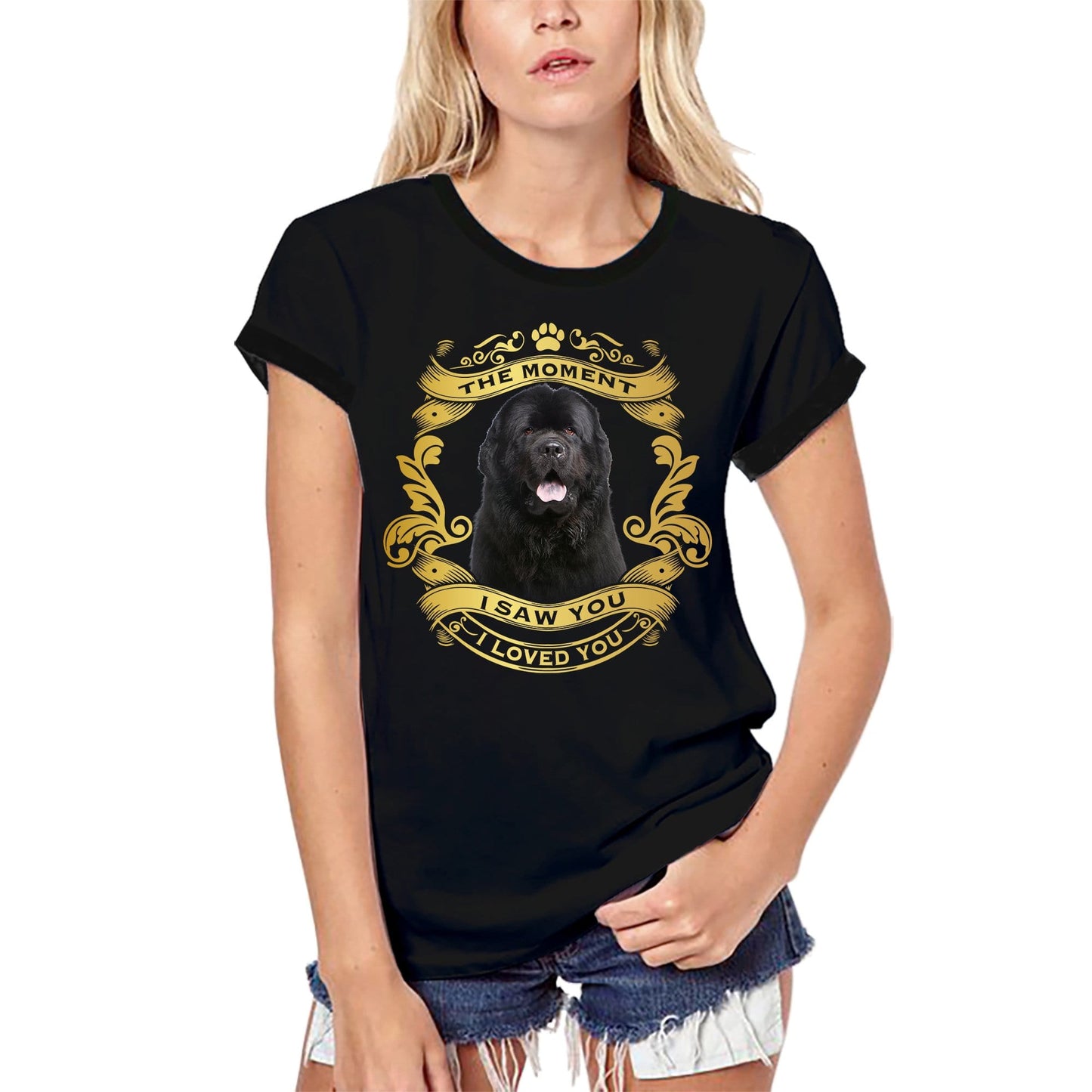 ULTRABASIC Women's Organic T-Shirt Newfoundland Dog - Moment I Saw You I Loved You Puppy Tee Shirt for Ladies