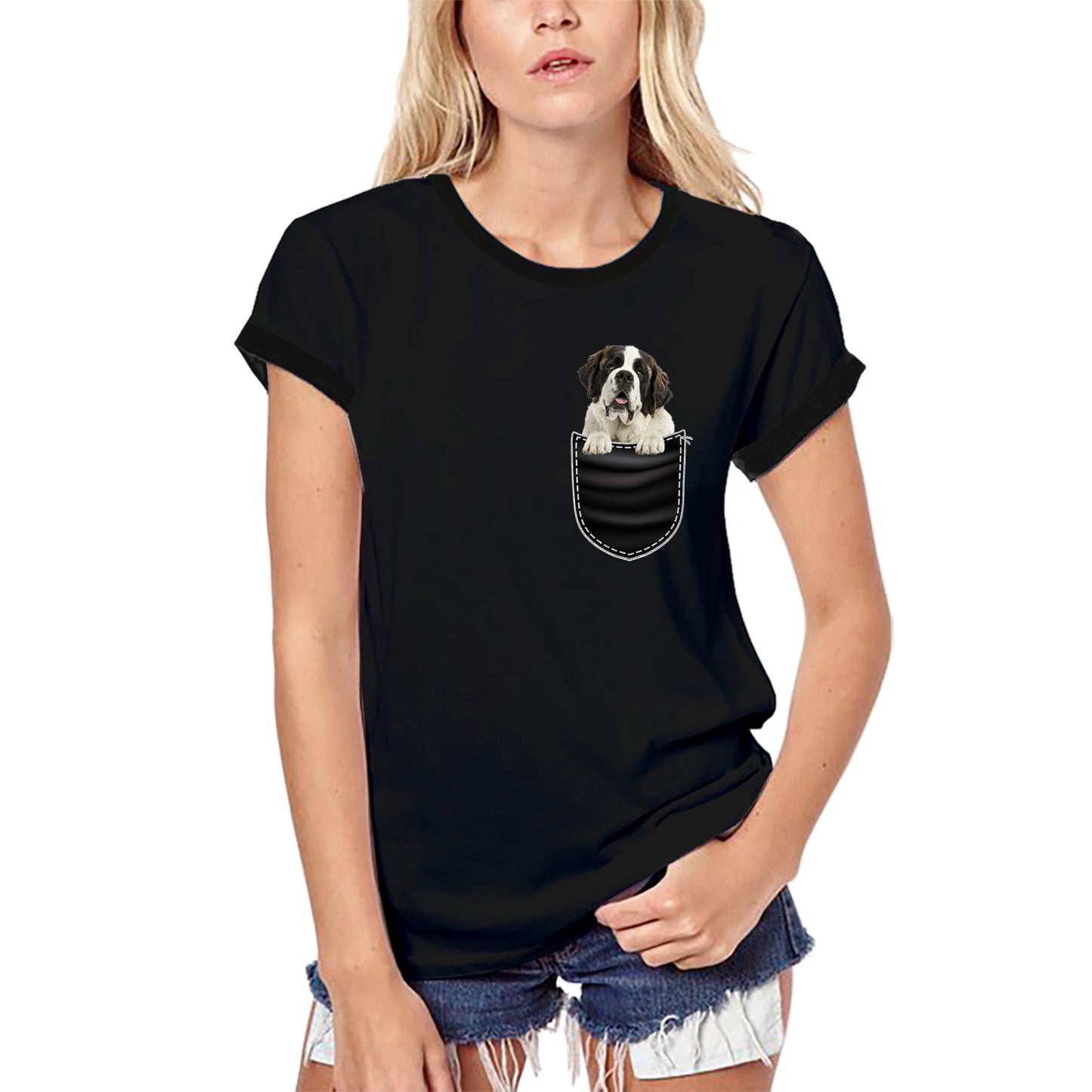 ULTRABASIC Graphic Women's T-Shirt Saint Bernard - Cute Dog In Your Pocket